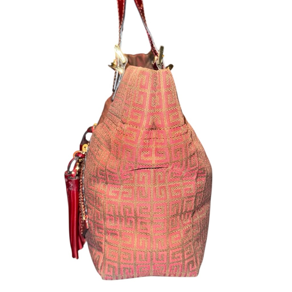 Givenchy Monogram Jacquard Red Burgundy Bag With Tassels & Patent Leather Straps - Picture 5 of 10